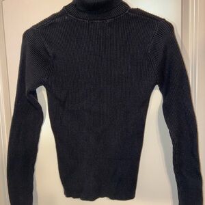 Black Ribbed Turtleneck Sweater